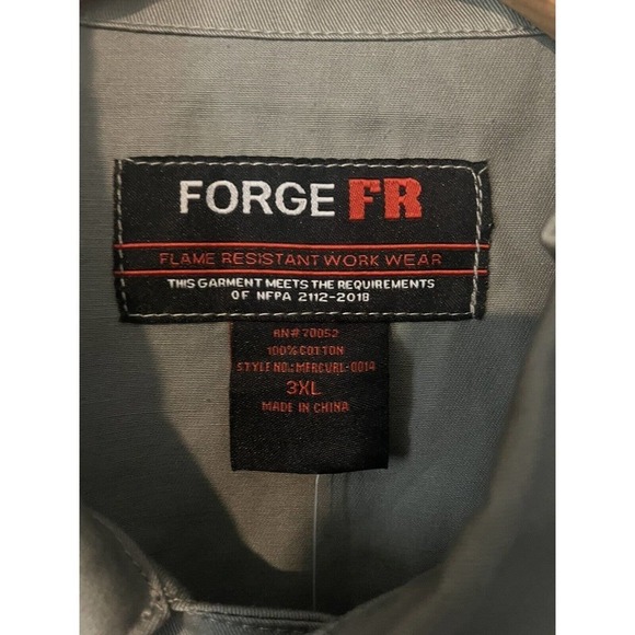 Forge FR Mens Fire Resistant Coveralls Gray Elastic Waist Full Zip Snap 3XL NEW - Picture 10 of 16